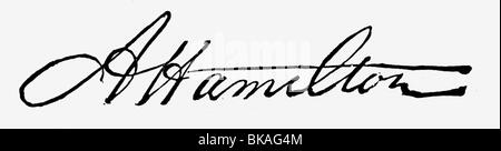 Hamilton, Alexander, 11.1.1755 - 12.7.1804, American politician,US Secretary of the Treasury 11.9.1789 - 31.1.1795, signature, , Stock Photo