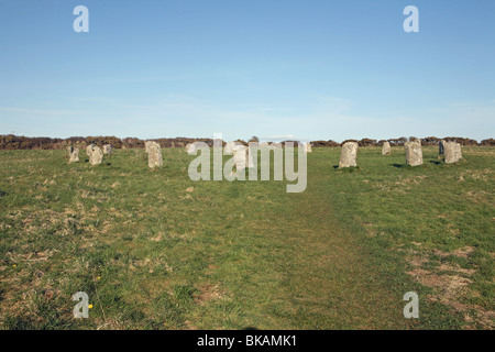 The Merry maidens stone circle near Lamorna in Cornwall England Stock Photo