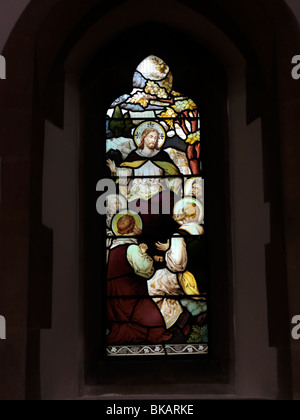 Epsom Surrey England Christchurch Stained Glass Window Of The Sermon On The Mount Stock Photo