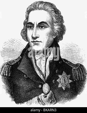Nelson, Horatio, 29.9.1758 - 21.10.1805, British admiral, portrait,  wood engraving, 19th century, , Stock Photo