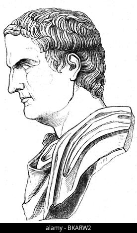 Anthony, Mark, 14.1.83 - 1.8.30 BC, Roman politician, Consul 44 and 34, Triumvir 43 - 30, portrait, side-face, wood engraving by Charlotte Mary Yonge, 1880, , Stock Photo