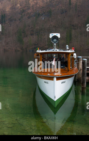 Tour boat at King's Lake (Königssee) in Bavaria, Germany. Stock Photo