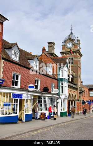 Clock Tower of the Town Hall, High Street, Hungerford, Berkshire, England, United Kingdom Stock Photo