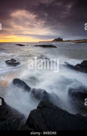 Once home to the kings of ancient Northumbria. This is Bamburgh castle. Stock Photo