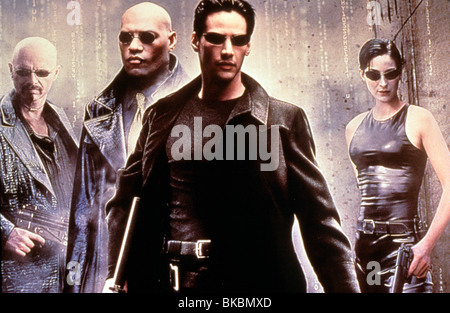 THE MATRIX (1999) JOE PANTOLIANO, LAURENCE FISHBURNE, KEANU REEVES, CARRIE-ANNE MOSS MTIX 096 Stock Photo