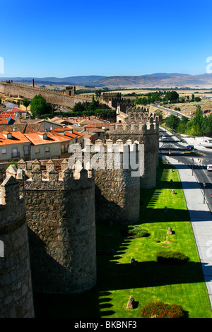Famous old medieval city walls in Avila, Spain Stock Photo