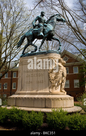 Statue of General Thomas Jonathan Stonewall Jackson, 1824-1863, Court Square, Charlottesville, Virginia Stock Photo