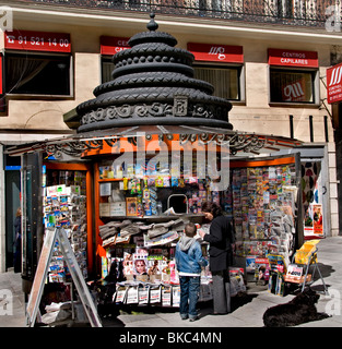 newspaper kiosk Madrid Grand Via Spain Plaza de Santa Domingo Stock Photo