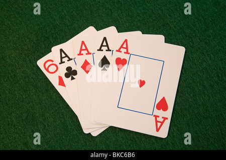 Four aces, a top poker hand in five card draw or stud poker Stock Photo