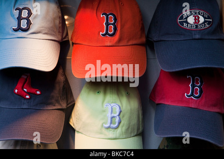 USA, Massachusetts, Boston, Baseball caps for sale in Quincy market Stock Photo
