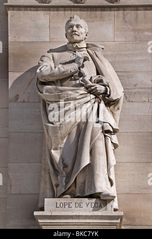 Lope de Vega Biblioteca Nacional 'National Library of Spain Madrid on the Paseo de Recoletos. Stock Photo