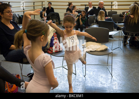 Dozens of youngsters audition for the School of American Ballet at Lincoln Center in New York Stock Photo