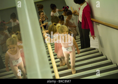 Dozens of youngsters audition for the School of American Ballet at Lincoln Center in New York Stock Photo