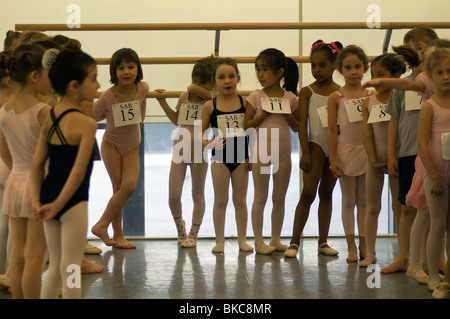 Dozens of youngsters audition for the School of American Ballet at Lincoln Center in New York Stock Photo