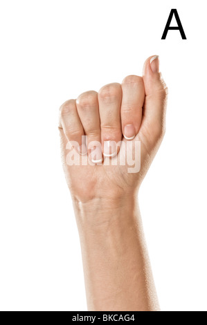 Finger Spelling the Alphabet in American Sign Language (ASL) Stock Photo