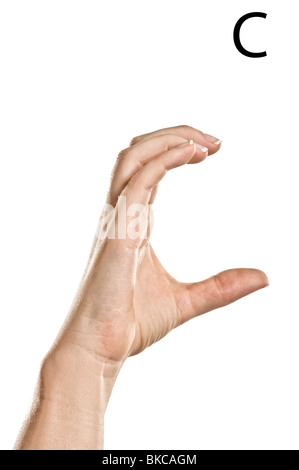 Finger Spelling the Alphabet in American Sign Language (ASL) Stock Photo