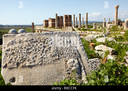 The ruins of the st. Johns Basilica constructed in the 5th Century AD by Emperor Justinian on Ayasuluk Hill Stock Photo