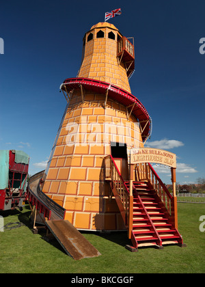 Traditional Helter Skelter fairground ride, at Carters Steam Fair. Stock Photo