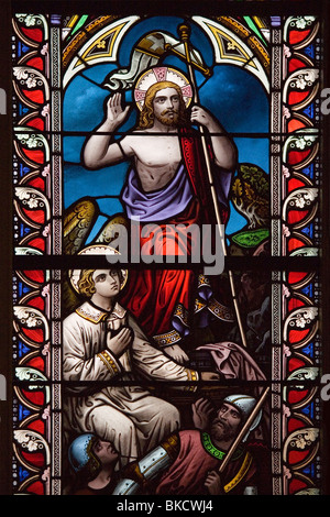 Detail from a selection of a stained glass window in St. Paul's Anglican Church in Halifax, Nova Scotia. Stock Photo