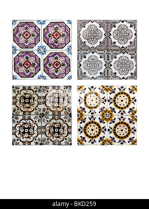 Azulejos tiles collection façade building Lisbon Portugal Europe Stock Photo