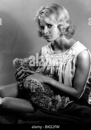 fashion, 1960s, ladies' fashion, nightshirt, woman wearing baby doll holding teddy bear, , Stock Photo