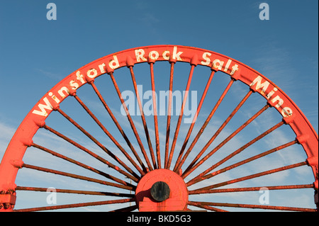 Winsford Rock Salt Mine Large shaft winding wheel Cheshire UK Stock Photo