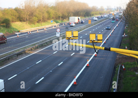 Average speed camera  on the M6 motorway in Staffordshire,UK Stock Photo