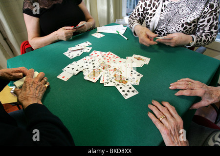 Old ladies playing cards. Stock Photo