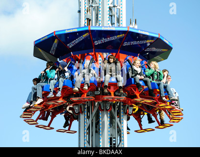 the ' skyrake ' ride at flambards theme park near helston in cornwall, uk Stock Photo