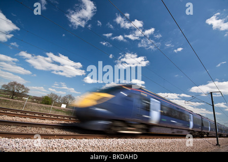 High Speed Train Class 395 on route from Ashford to St Pancras Stock Photo