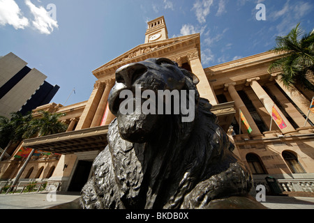 Lion in front of the City Hall in Brisbane, Queensland, Australia Stock Photo