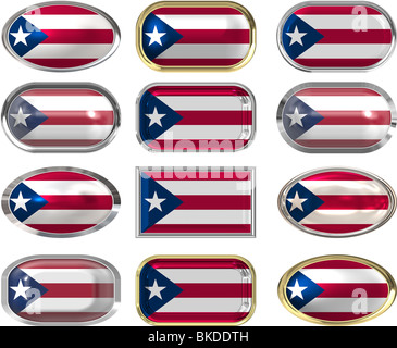 White background and Puerto Rico flags. 3D Waving flag design. Puerto ...