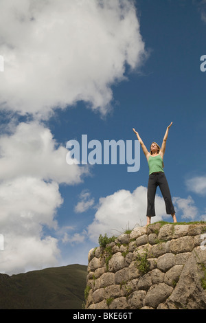 Woman Doing Yoga, Cuzco (Cusco), Peru Stock Photo