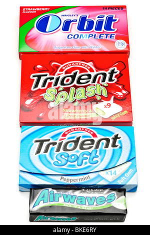 Four packets of chewing gum Stock Photo