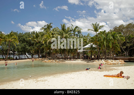 man-made beach and pool Streets Beach on South Bank in Brisbane, Queensland, Australia Stock Photo