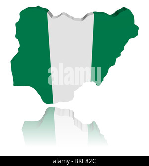 Nigeria map flag with reflection illustration Stock Photo - Alamy