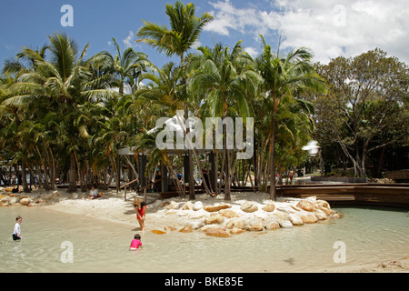 man-made beach and pool Streets Beach on South Bank in Brisbane, Queensland, Australia Stock Photo