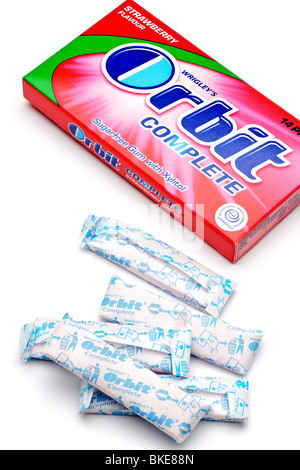 Pack of 14 pieces of Wrigley's Orbit complete sugar free chewing gum with Xylitol Stock Photo