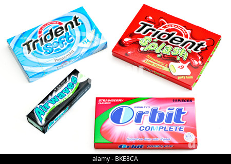 Four packets of chewing gum Stock Photo