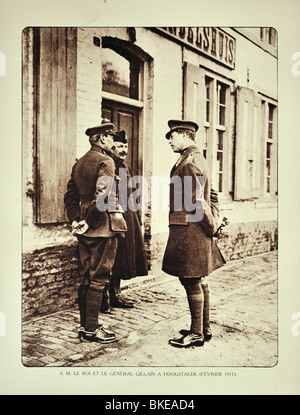 King Albert I and general Gillain at Hoogstade in West Flanders during the First World War One, Belgium Stock Photo