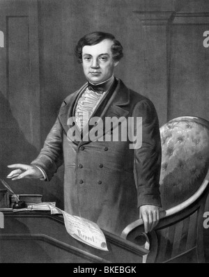 Vintage portrait print of Irish politician and nationalist leader Daniel O'Connell (1775 - 1847). Stock Photo