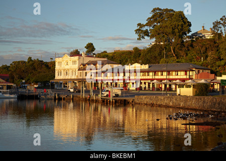 Early Light on the Esplanade, Strahan, Western Tasmania, Australia Stock Photo