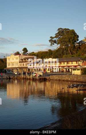 Early Light on the Esplanade, Strahan, Western Tasmania, Australia Stock Photo