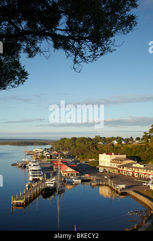 Early Morning Light, Strahan, Macquarie Harbour, Western Tasmania, Australia Stock Photo