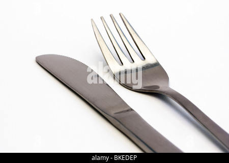 knife and fork isolated on a white background Stock Photo