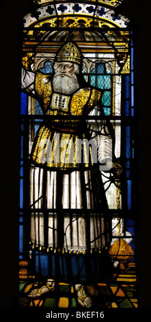 St Lawrence Church Morden Surrey England Stained Glass Window Of Aaron High Priest and Brother of Moses Stock Photo