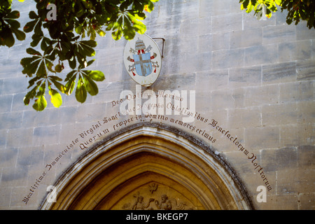 Abbaye De St Michel Frigolet France Provence Coat Of Arms Of Pope John Paul II With The Marian Cross Stock Photo