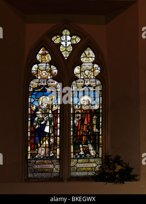 St Lawrence Church Morden Surrey England Stained Glass Window Of Saint Thomas And Saint Laurence Stock Photo