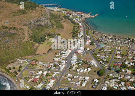 Stanley and 'The Nut' (Circular Head), and Sawyer Bay, Northwest Tasmania, Australia - aerial Stock Photo