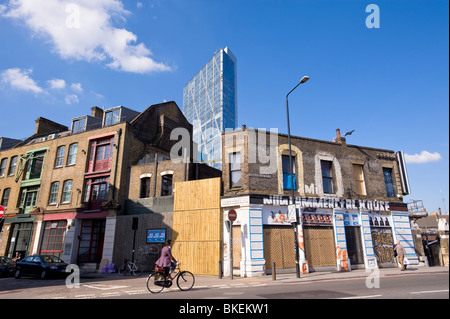 Old and new architecture on Commercial Street in East London, London, United Kingdom Stock Photo